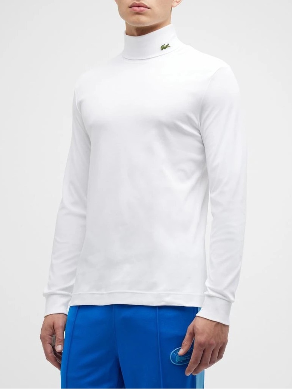 Lacoste Men's White Long-Sleeve Mock Neck Sweater